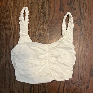 Hazel Boutique White Ruched Crop Top. Size Small.